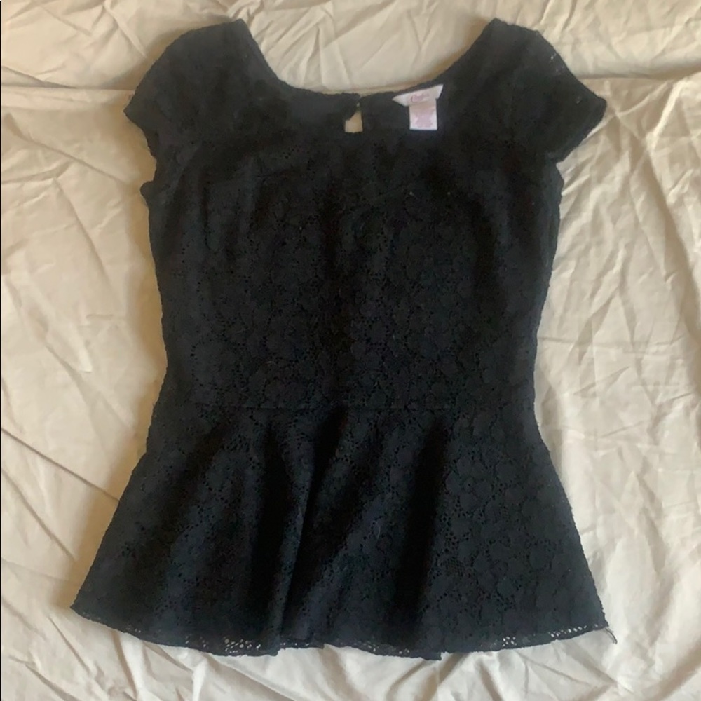 Black lace peplum shirt
